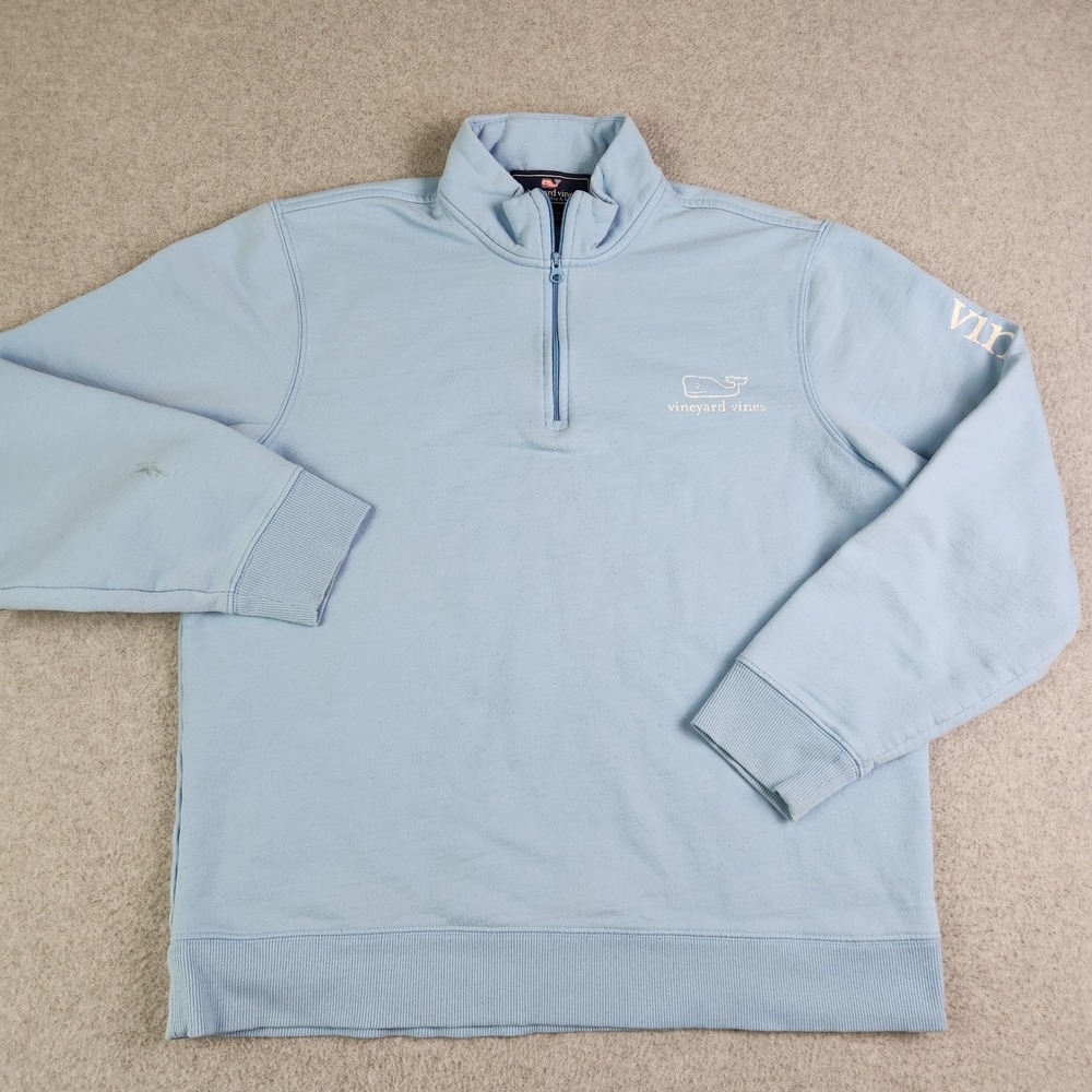 Vineyard Vines Sweatshirt Mens XL Blue Shep Shirt Whale Graphic Logo Quarter Zip